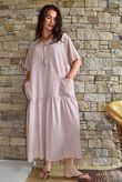 Rustic Nature Linen Blend Smock T Shirt Dress Washed Ballet Blush